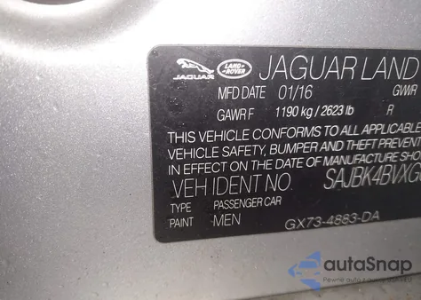 2016 Jaguar Xf 35T Prestige z USA, uszkodzony, nr VIN SAJBK4BVXGCY19207